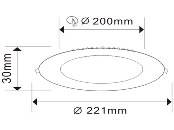 Equipo de construcción Unused 40 xLED Panel Recessed 18W - LED SMD - Round - 6500K (daylight).- 1440 Lumens - AC220-240V - IP20 - Life: 30,000 hours - Driver included - Dimensions: 220mm x 20mm - Mounting diameter: 200mm -: foto 3