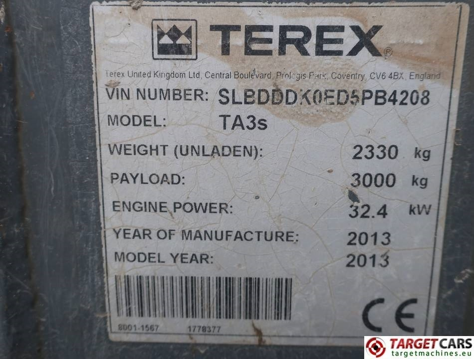 Leasing de Terex TA3S Swivel 4x4 Skip Dumper 3T  Terex TA3S Swivel 4x4 Skip Dumper 3T: foto 11